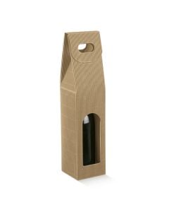 Scatola per bottiglie con maniglia in cartone ondulato - 27 x 9 x 38 cm - Fornitura B2B Business